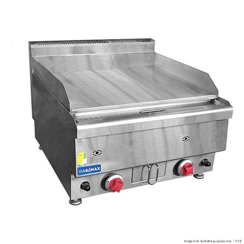 Gasmax JUS-TRG60LPG 600mm LPG benchtop 2-burner griddle stainless steel 42MJ/h flame failure Australia
